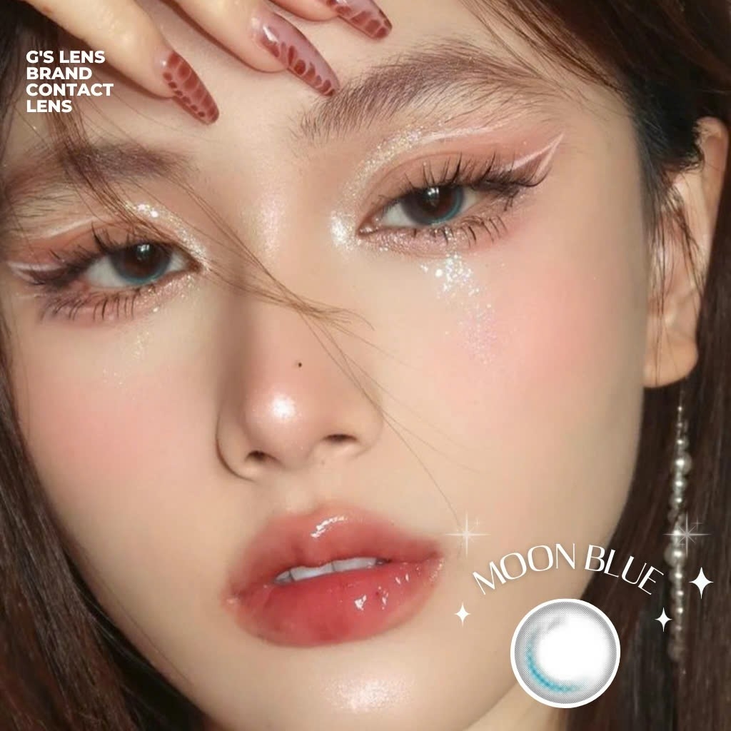 Kính áp tròng 6 tháng MOON BLUE màu xanh dương sáng tây không giãn tròng GTRENDY - MC38