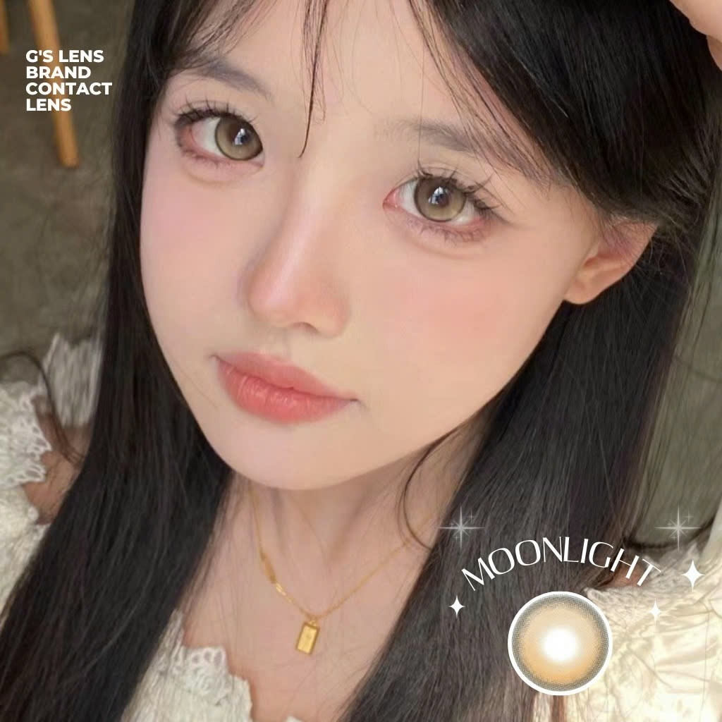 Kính áp tròng 6 tháng MOONLIGHT BROWN màu nâu sáng tây giãn tròng nhỏ GTRENDY