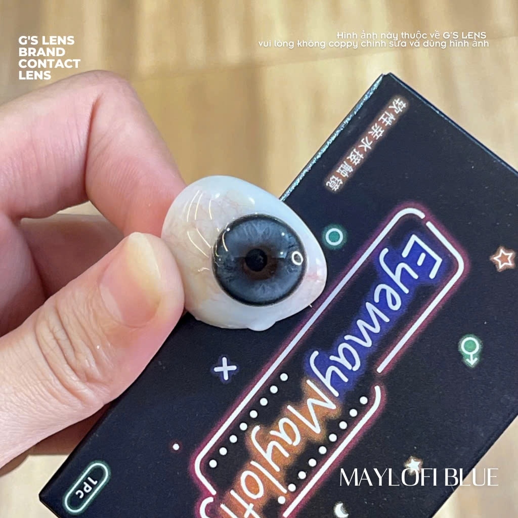 Kính áp tròng 6 tháng MAYLOFI BLUE màu xanh dương sáng tây giãn tròng vừa GTRENDY - MC38