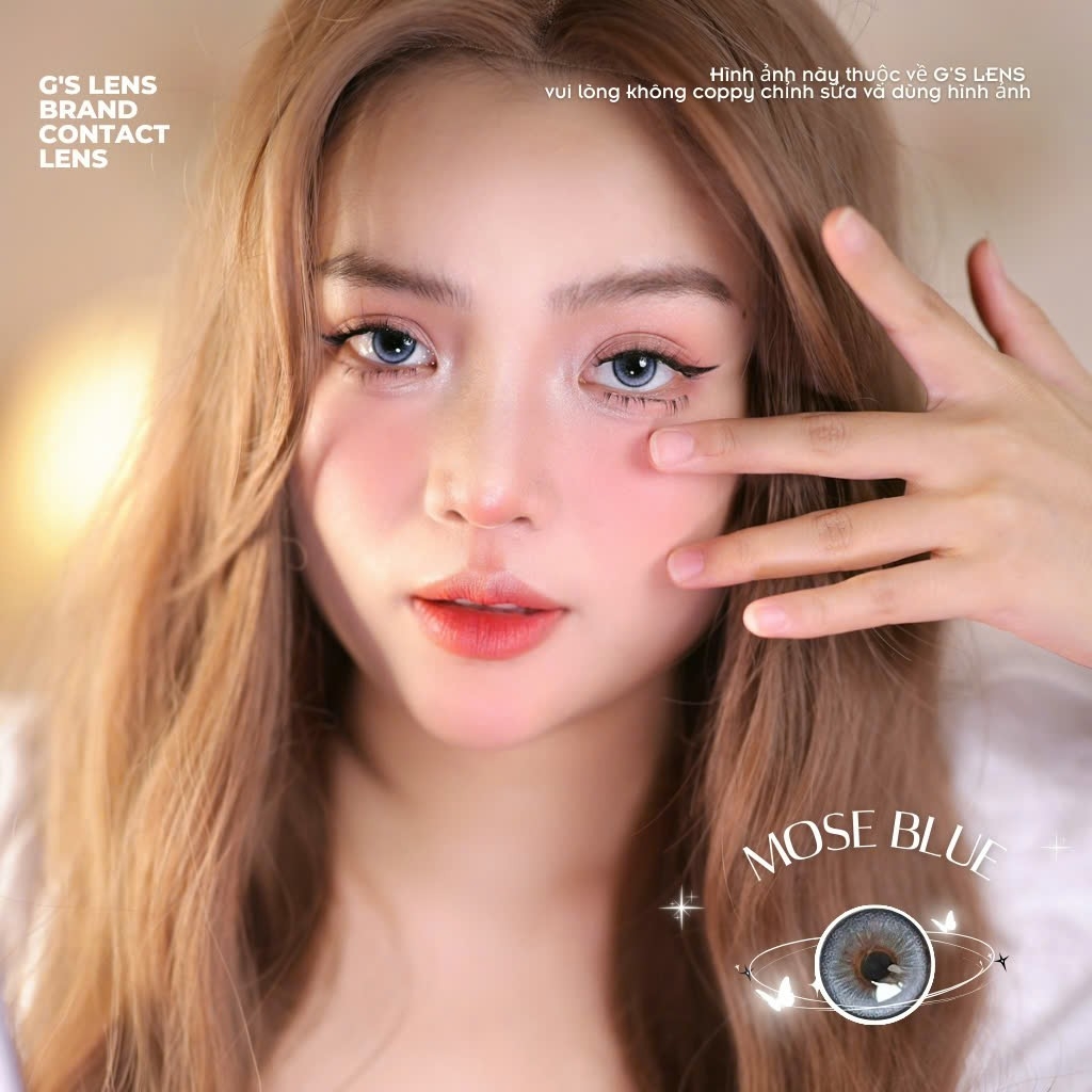 Kính áp tròng 6 tháng MOSE BLUE màu xanh sáng tây giãn tròng nhỏ GTRENDY