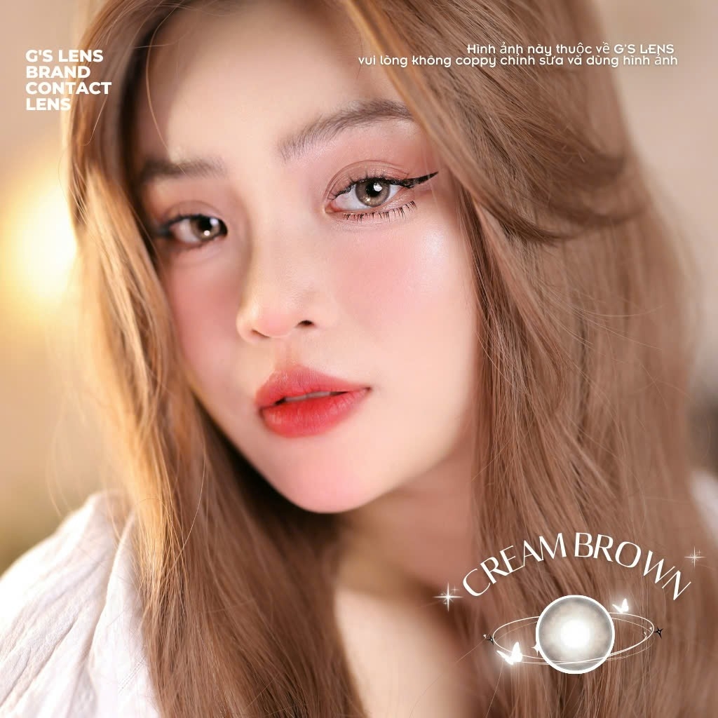Kính áp tròng 6 tháng CREAM BROWN màu xám nâu sáng tây giãn tròng nhỏ GTRENDY - MC38