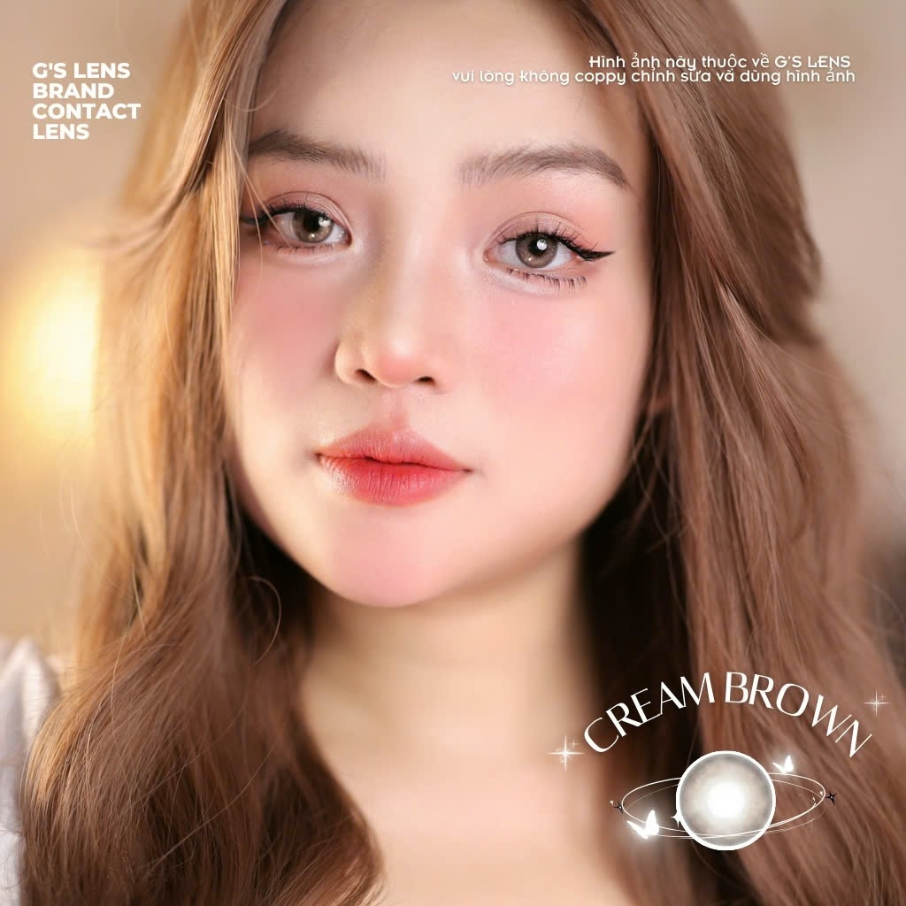 Kính áp tròng 6 tháng CREAM BROWN màu xám nâu sáng tây giãn tròng nhỏ GTRENDY - MC38