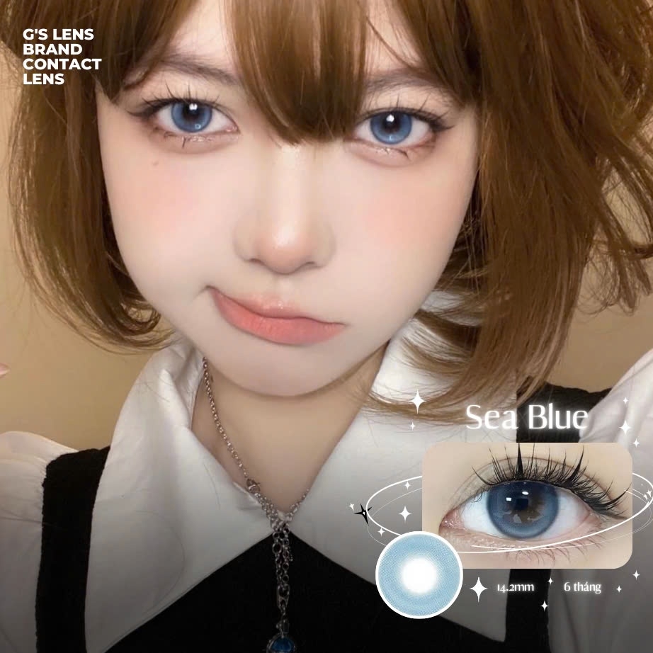 Kính áp tròng 6 tháng SEA BLUE màu xanh sáng tây giãn tròng nhỏ GTRENDY - MC38