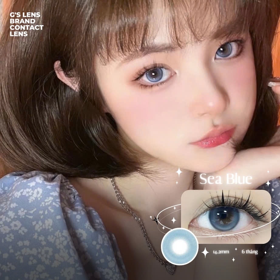 Kính áp tròng 6 tháng SEA BLUE màu xanh sáng tây giãn tròng nhỏ GTRENDY - MC38