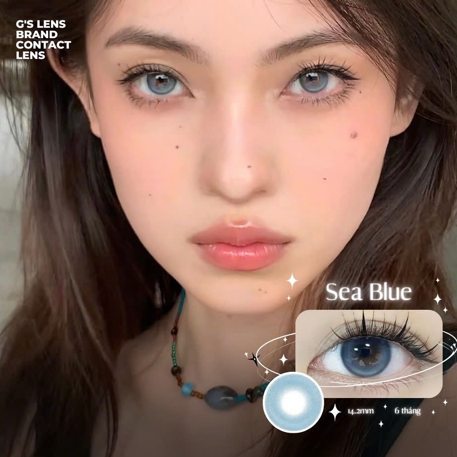 Kính áp tròng 6 tháng SEA BLUE màu xanh sáng tây giãn tròng nhỏ GTRENDY - MC38