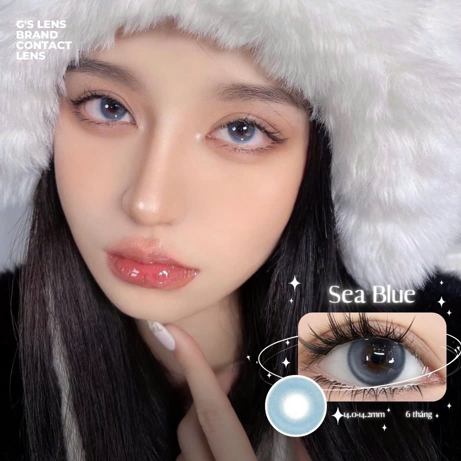 Kính áp tròng 6 tháng SEA BLUE màu xanh sáng tây giãn tròng nhỏ GTRENDY - MC38