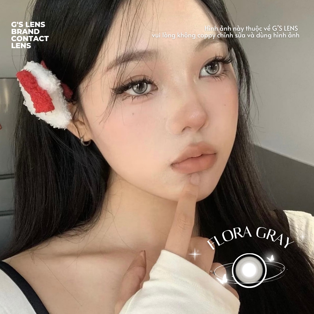 Kính áp tròng 6 tháng FLORA GRAY màu xám sáng tây giãn tròng vừa GTRENDY - MC38
