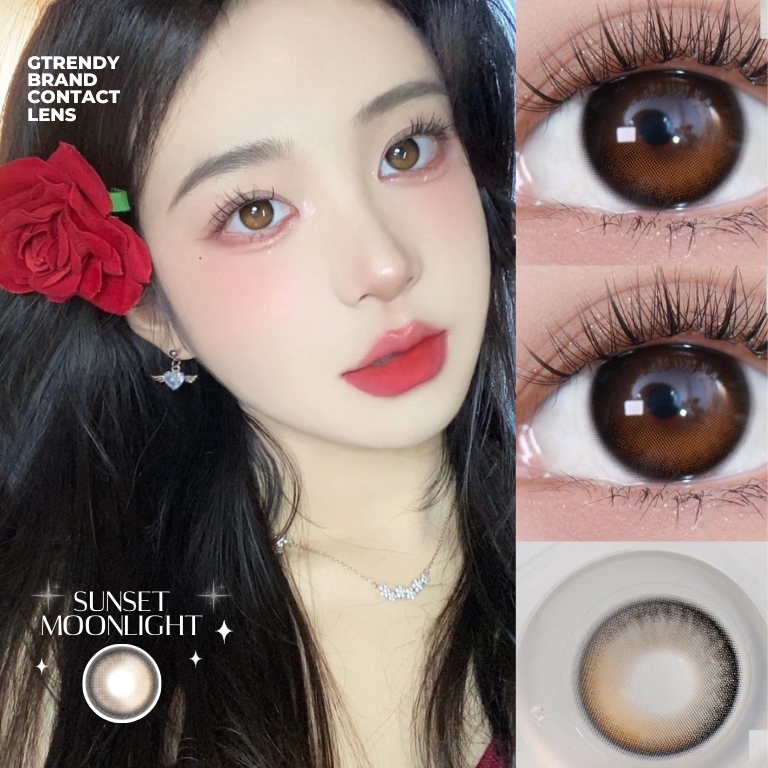 Kính áp tròng 6 tháng SUNSET MOONLIGHT BROWN màu nâu tự nhiên giãn tròng nhỏ GTRENDY - MC38
