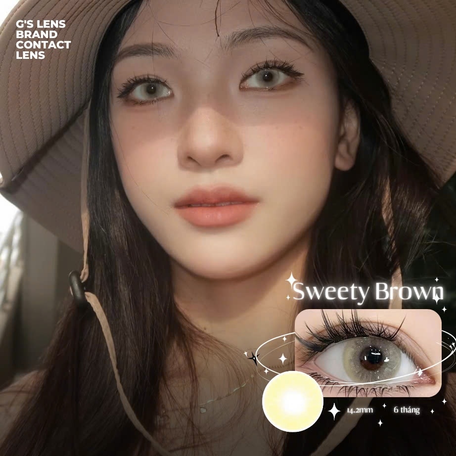 Kính áp tròng 6 tháng SWEETY BROWN màu nâu vàng sáng tây giãn tròng nhỏ GTRENDY - MC38