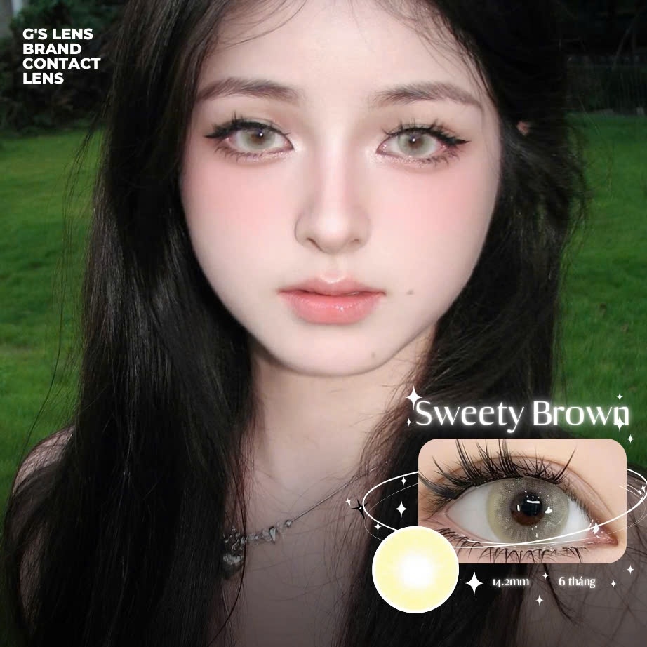 Kính áp tròng 6 tháng SWEETY BROWN màu nâu vàng sáng tây giãn tròng nhỏ GTRENDY - MC38