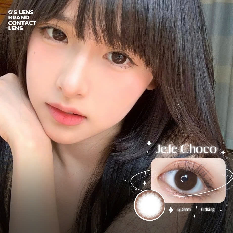 Kính áp tròng 6 tháng JEJE CHOCO màu choco tự nhiên giãn tròng nhỏ