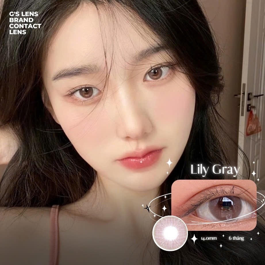 Kính áp tròng 6 tháng LILY GRAY màu xám hồng tự nhiên giãn tròng nhỏ GTRENDY - MC38