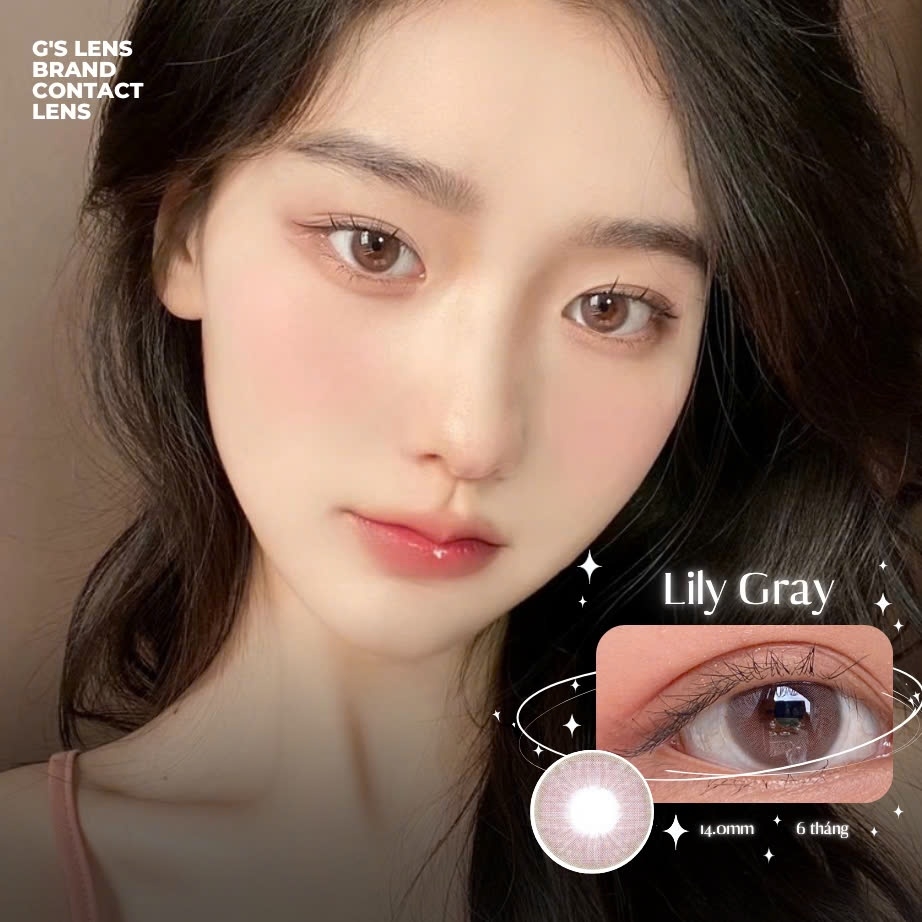 Kính áp tròng 6 tháng LILY GRAY màu xám hồng tự nhiên giãn tròng nhỏ GTRENDY - MC38