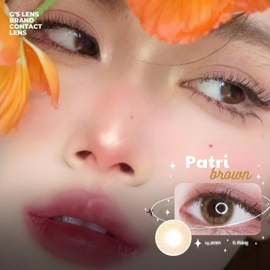 Kính áp tròng 6 tháng PATRI BROWN màu nâu tự nhiên không giãn tròng GTRENDY - MC38