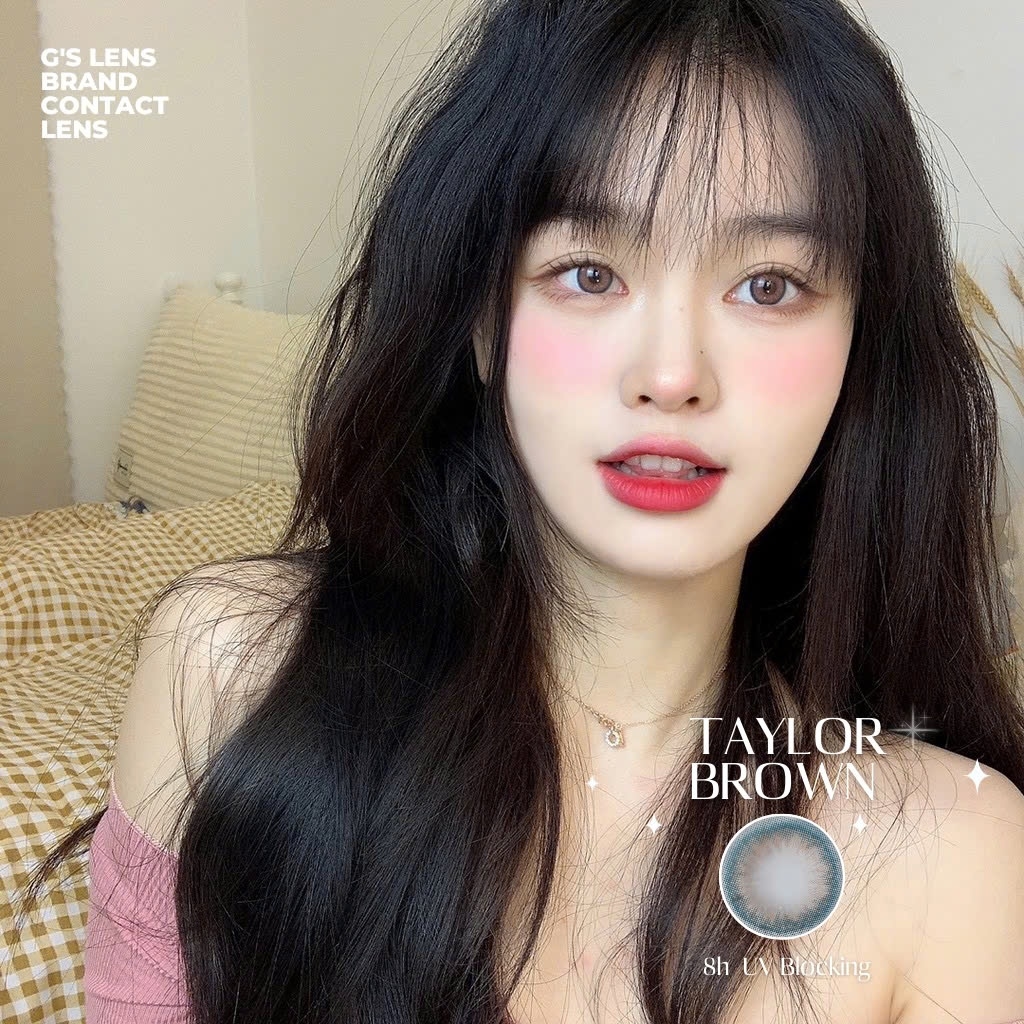 Kính áp tròng 6 tháng TAYLOR BROWN màu nâu sáng tây không giãn tròng GTRENDY -