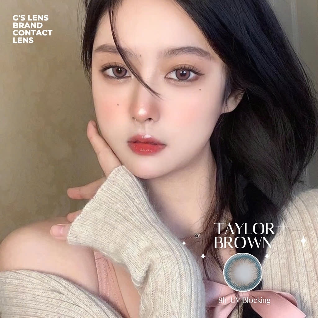 Kính áp tròng 6 tháng TAYLOR BROWN màu nâu sáng tây không giãn tròng GTRENDY -