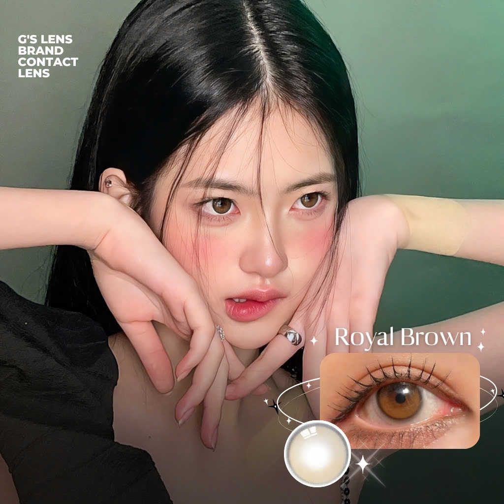 Kính áp tròng 6 tháng ROYAL BROWN màu nâu tự nhiên không giãn tròng GTRENDY - MC38