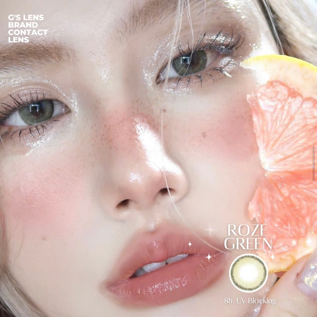 Kính áp tròng 6 tháng ROZE GREEN màu xanh lá tự nhiên giãn tròng nhỏ GTRENDY - MC38