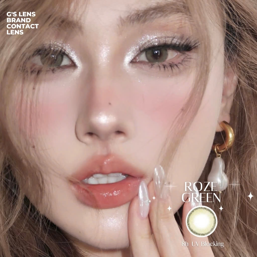 Kính áp tròng 6 tháng ROZE GREEN màu xanh lá tự nhiên giãn tròng nhỏ GTRENDY - MC38