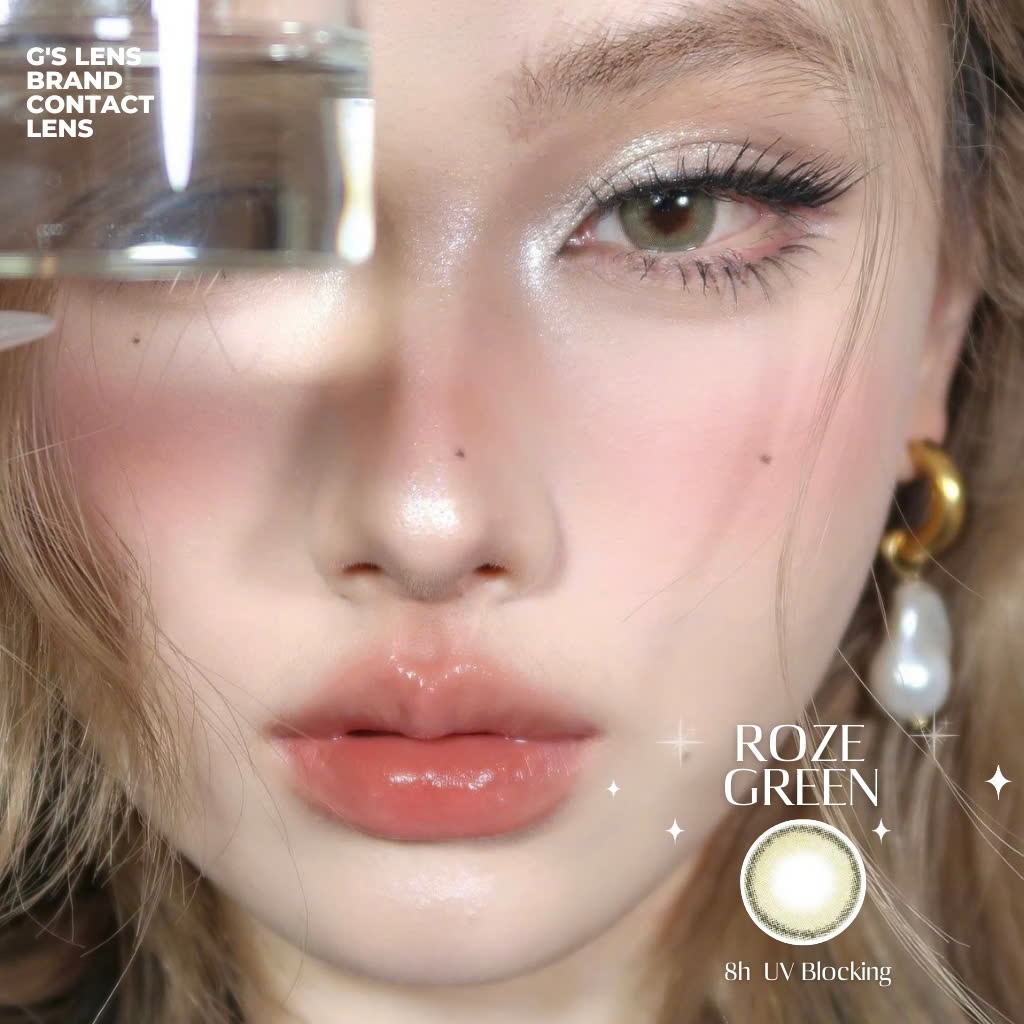 Kính áp tròng 6 tháng ROZE GREEN màu xanh lá tự nhiên giãn tròng nhỏ GTRENDY - MC38
