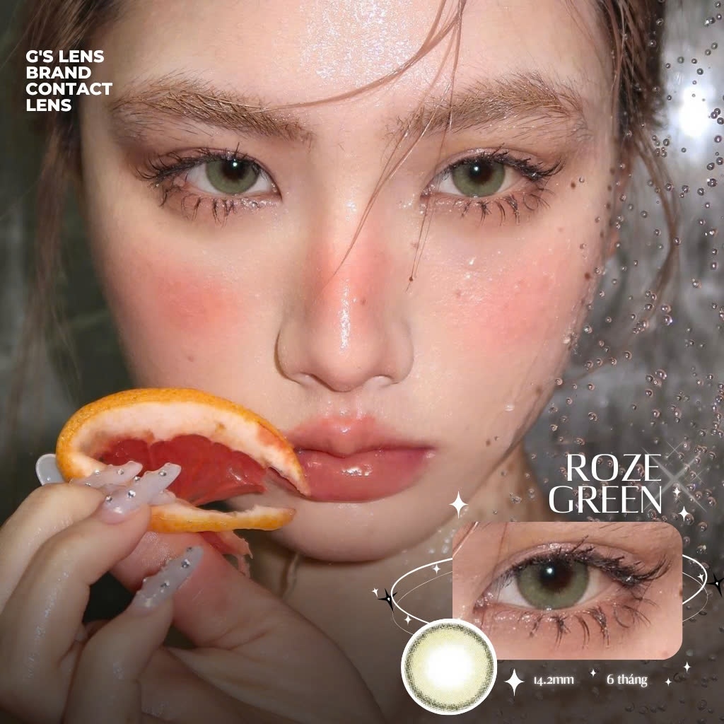 Kính áp tròng 6 tháng ROZE GREEN màu xanh lá tự nhiên giãn tròng nhỏ GTRENDY - MC38