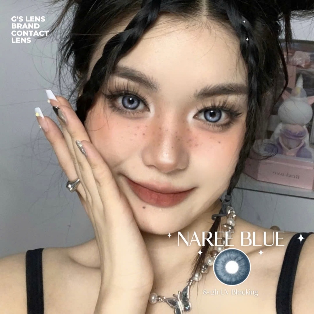 Kính áp tròng 6 tháng NAREE BLUE màu xanh dương sáng tây giãn tròng vừa GTRENDY - AL Color 38