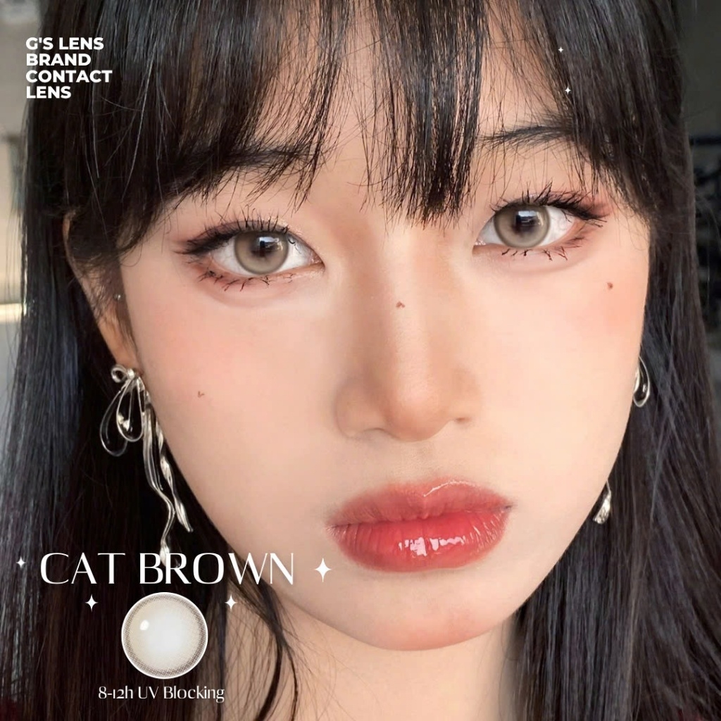 Kính áp tròng 6 tháng CAT DIAMOND BROWN màu nâu tự nhiên giãn tròng nhỏ GTRENDY -