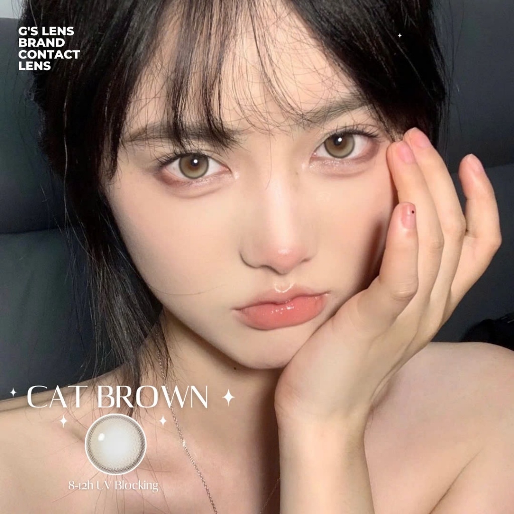Kính áp tròng 6 tháng CAT DIAMOND BROWN màu nâu tự nhiên giãn tròng nhỏ GTRENDY -