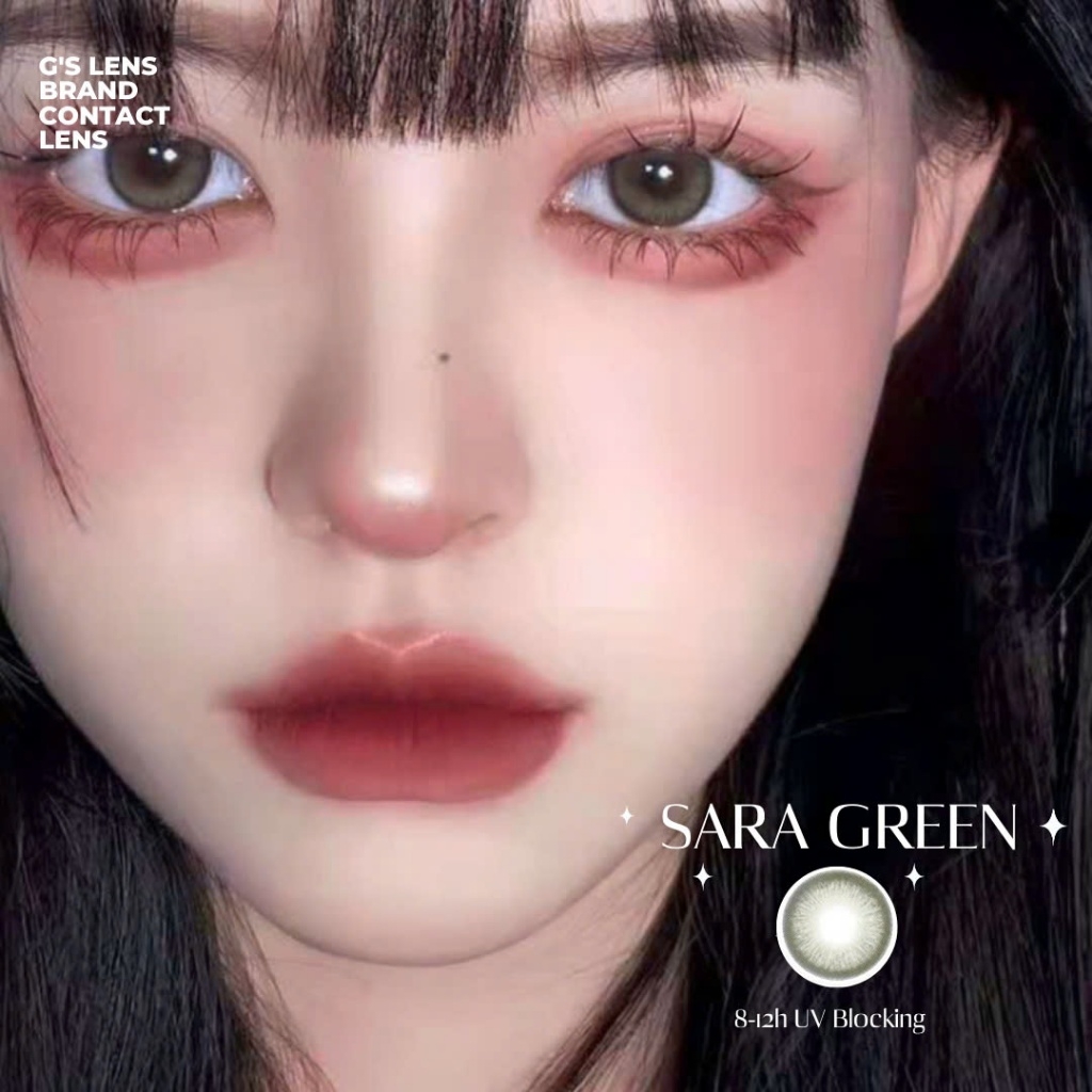 Kính áp tròng 6 tháng SARA GREEN màu xanh lá tự nhiên giãn tròng nhỏ GTRENDY - HC40
