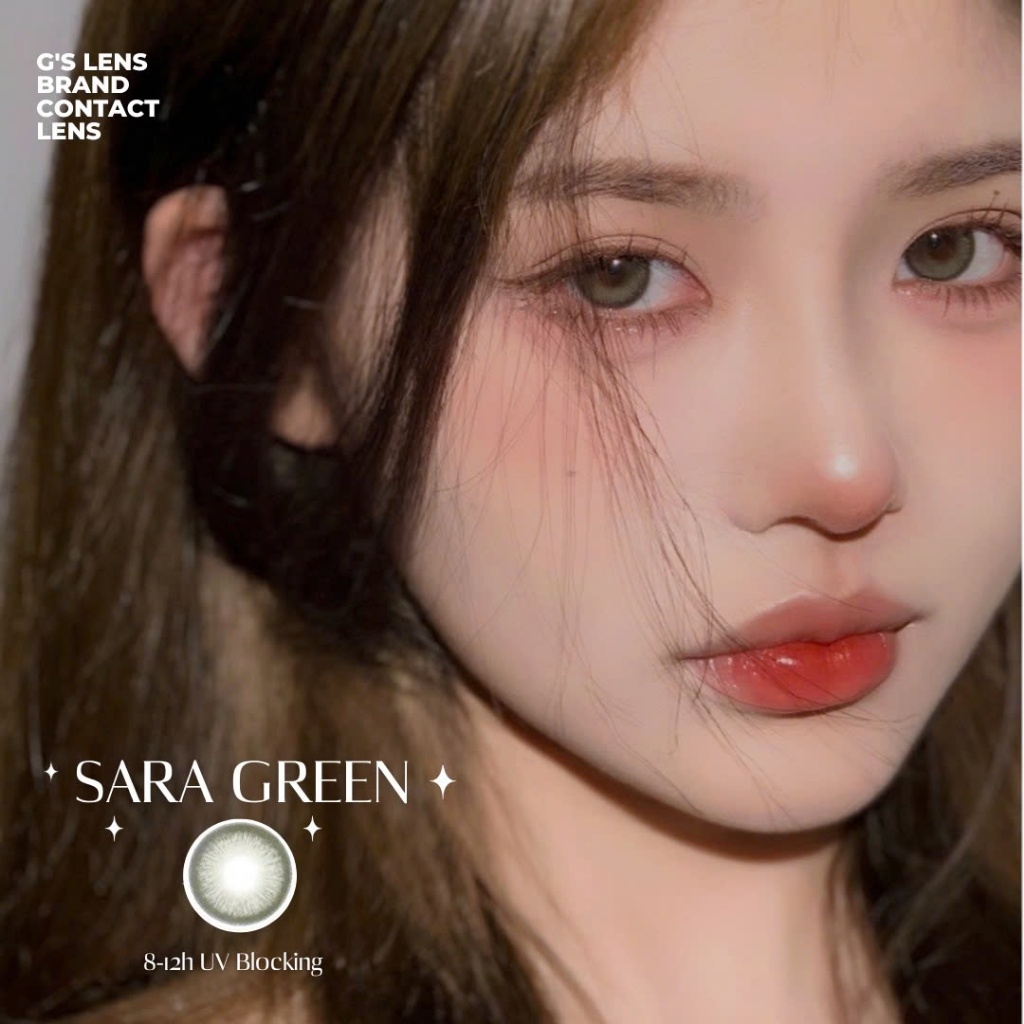 Kính áp tròng 6 tháng SARA GREEN màu xanh lá tự nhiên giãn tròng nhỏ GTRENDY - HC40