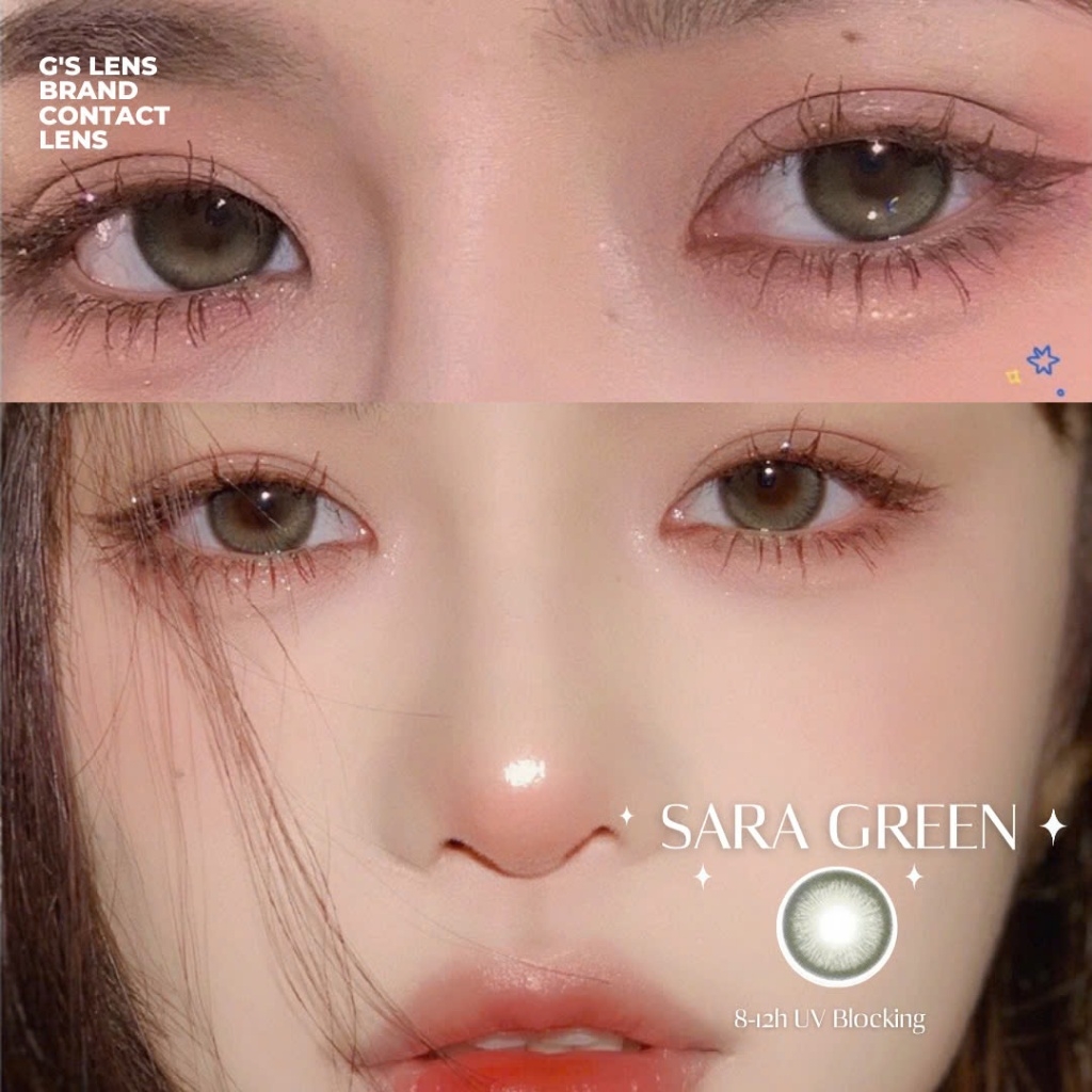 Kính áp tròng 6 tháng SARA GREEN màu xanh lá tự nhiên giãn tròng nhỏ GTRENDY - HC40