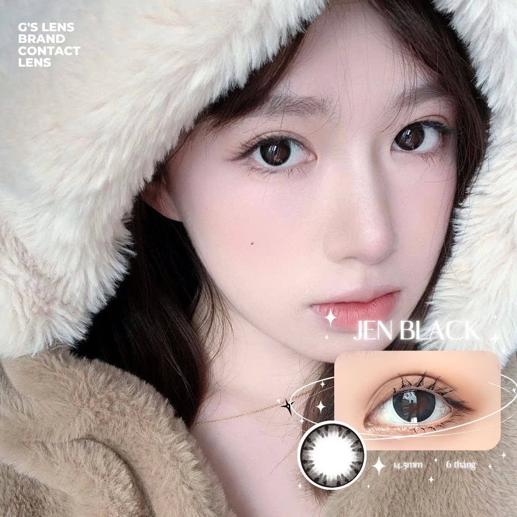 Kính áp tròng 6 tháng JEN BLACK màu đen tự nhiên giãn tròng vừa GTRENDY - MC38