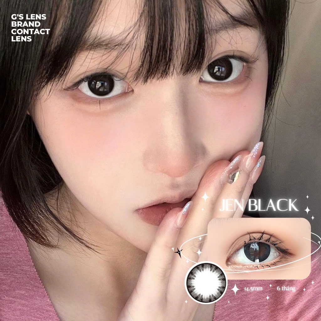 Kính áp tròng 6 tháng JEN BLACK màu đen tự nhiên giãn tròng vừa GTRENDY - MC38
