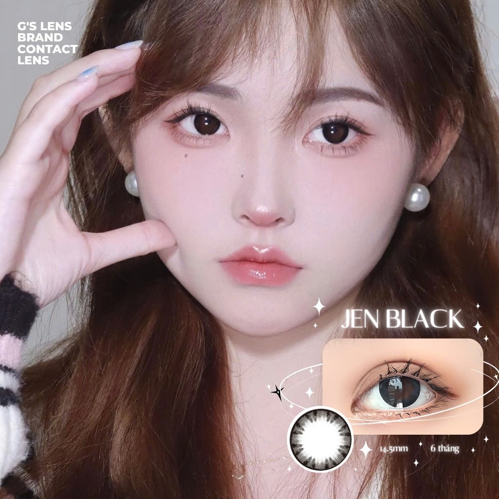 Kính áp tròng 6 tháng JEN BLACK màu đen tự nhiên giãn tròng vừa GTRENDY - MC38