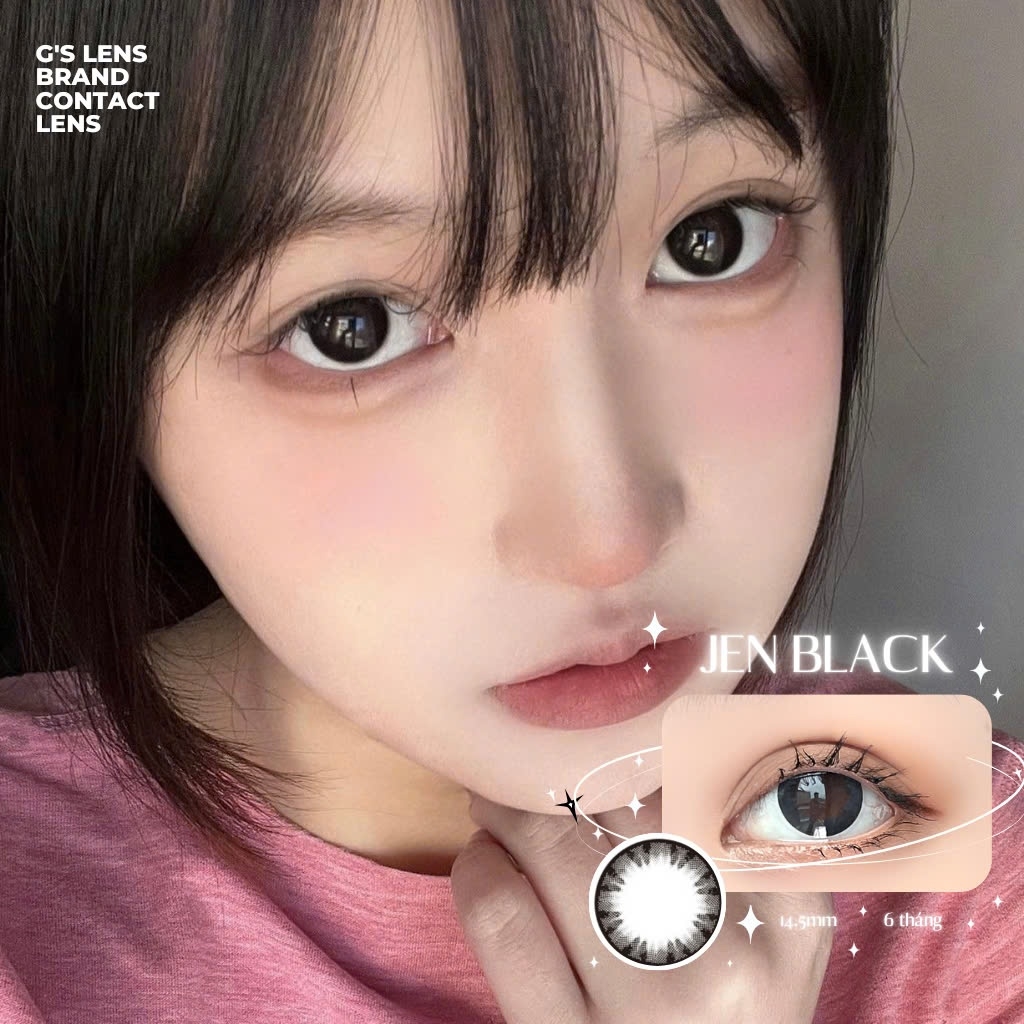 Kính áp tròng 6 tháng JEN BLACK màu đen tự nhiên giãn tròng vừa GTRENDY - MC38
