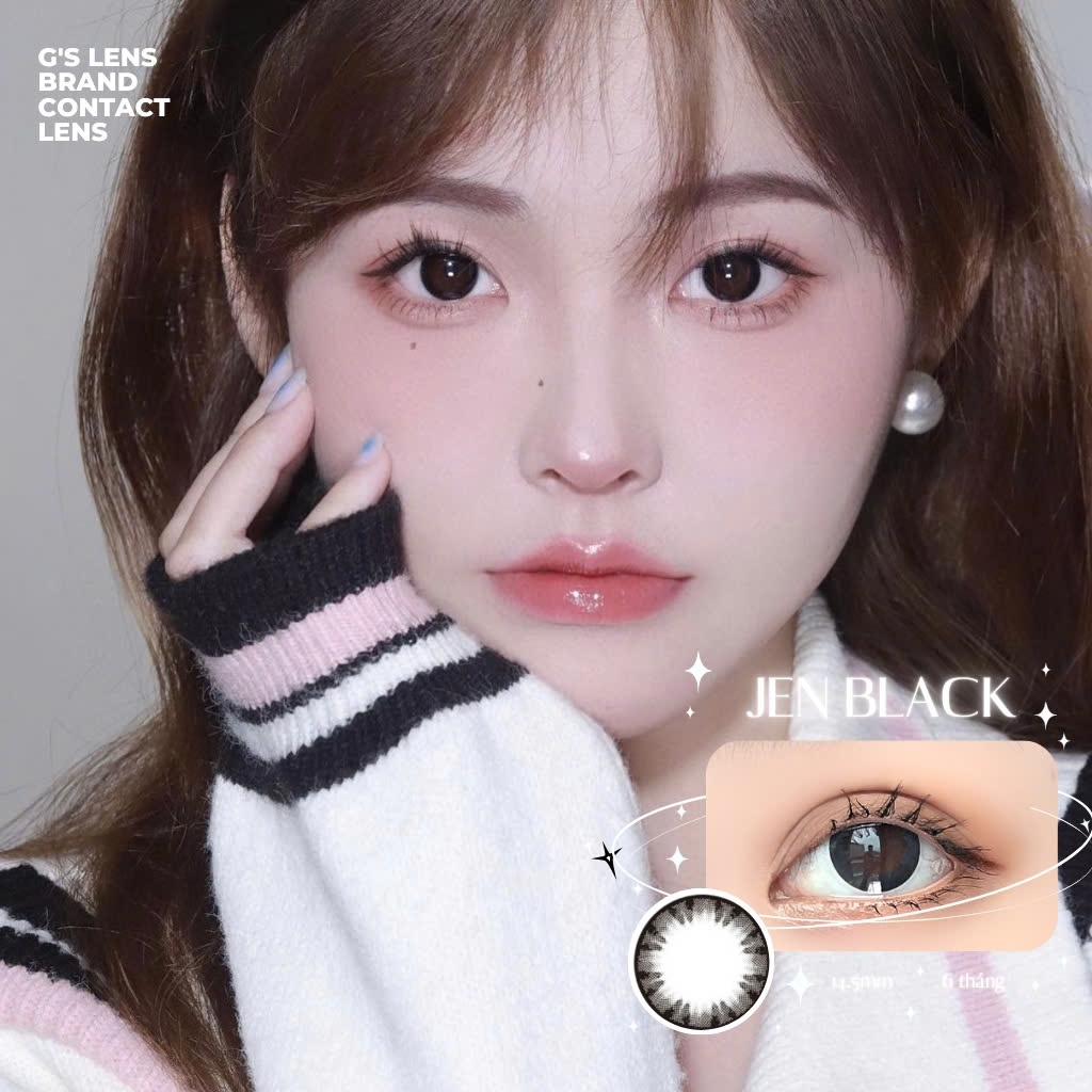 Kính áp tròng 6 tháng JEN BLACK màu đen tự nhiên giãn tròng vừa GTRENDY - MC38
