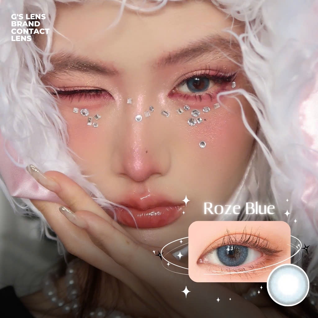 Kính áp tròng 6 tháng ROZE BLUE màu xanh dương tự nhiên giãn tròng nhỏ GTRENDY - MC38