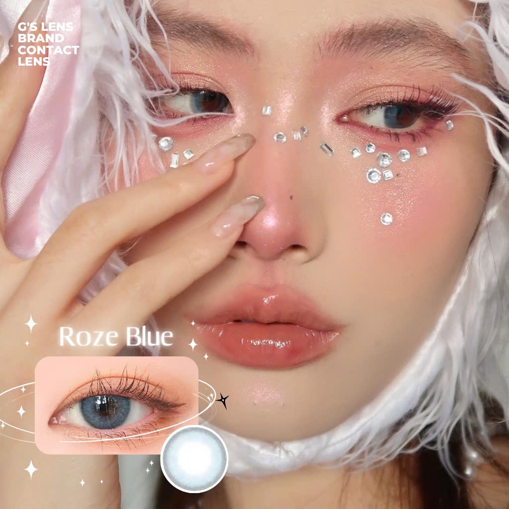 Kính áp tròng 6 tháng ROZE BLUE màu xanh dương tự nhiên giãn tròng nhỏ GTRENDY - MC38