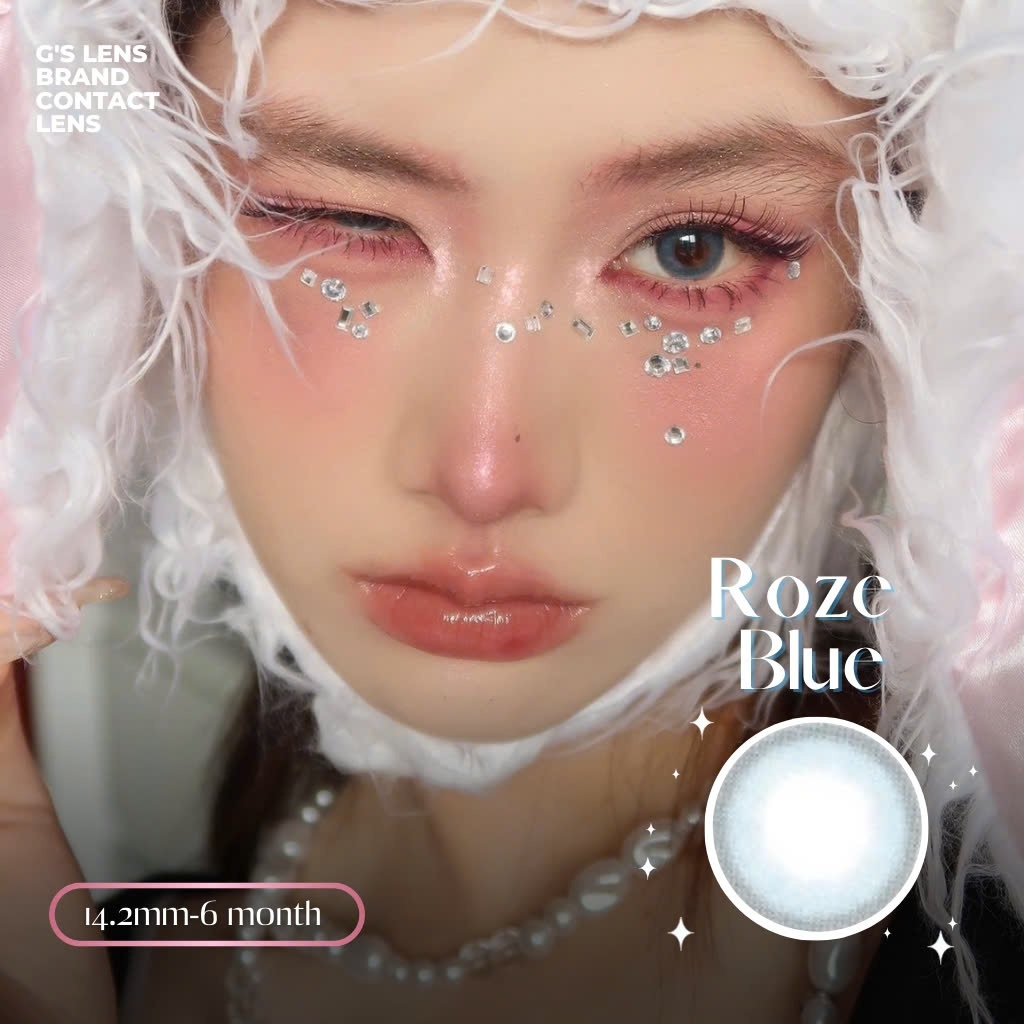 Kính áp tròng 6 tháng ROZE BLUE màu xanh dương tự nhiên giãn tròng nhỏ GTRENDY - MC38