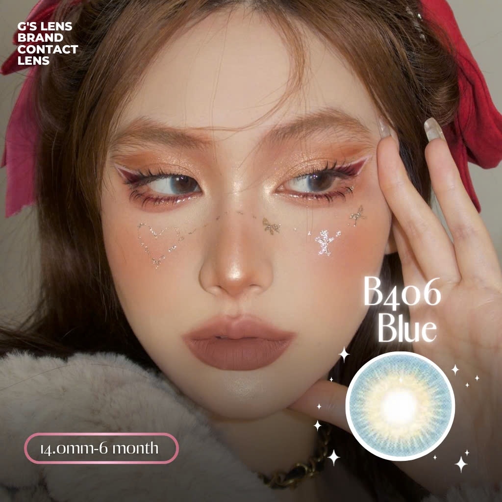 Kính áp tròng 6 tháng B406 BLUE màu xanh dương tự nhiên không giãn tròng GTRENDY - MC38