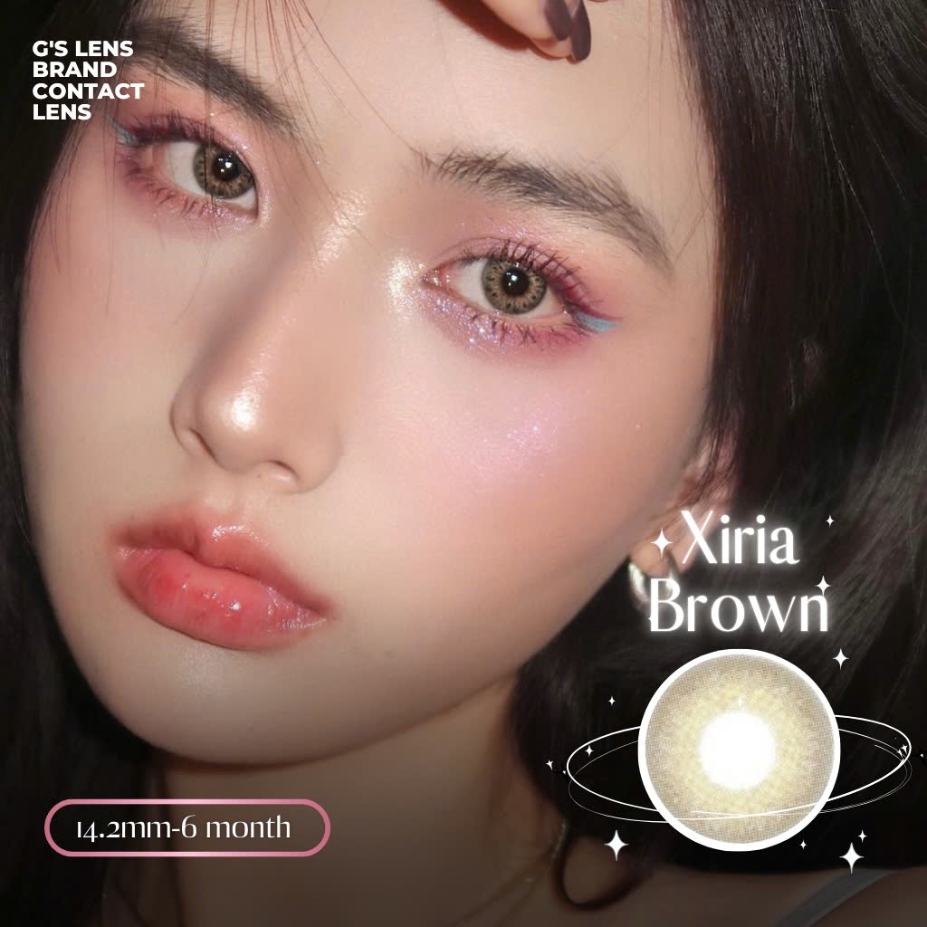 Kính áp tròng 6 tháng XIRIA BROWN màu nâu sáng tây giãn tròng nhỏ GTRENDY - MC38