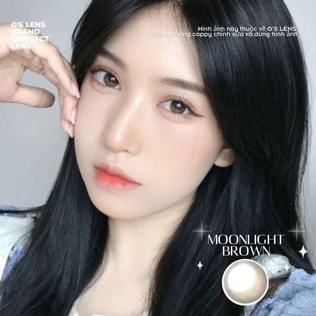 Kính áp tròng 6 tháng MOONLIGHT BROWN màu nâu tự nhiên giãn tròng nhỏ GTRENDY - MC38
