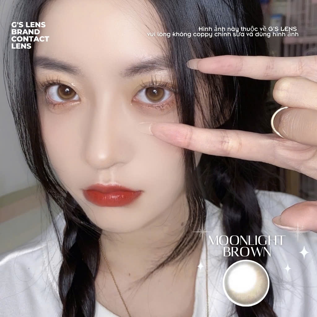Kính áp tròng 6 tháng MOONLIGHT BROWN màu nâu tự nhiên giãn tròng nhỏ GTRENDY - MC38