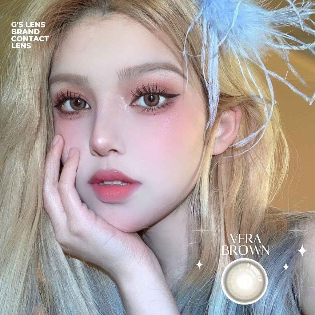 Kính áp tròng 6 tháng VERA BROWN màu nâu tự nhiên không giãn tròng GTRENDY - MC38
