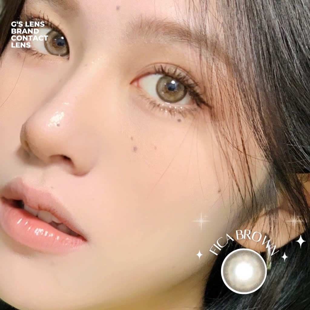 Kính áp tròng 6 tháng FICA BROWN màu nâu tự nhiên giãn tròng nhỏ GTRENDY - MC38