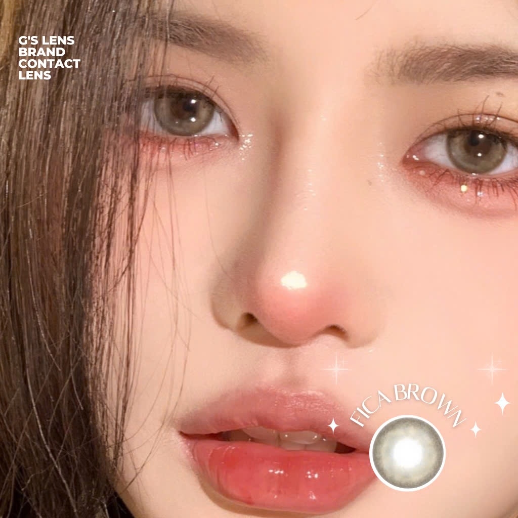 Kính áp tròng 6 tháng FICA BROWN màu nâu tự nhiên giãn tròng nhỏ GTRENDY - MC38