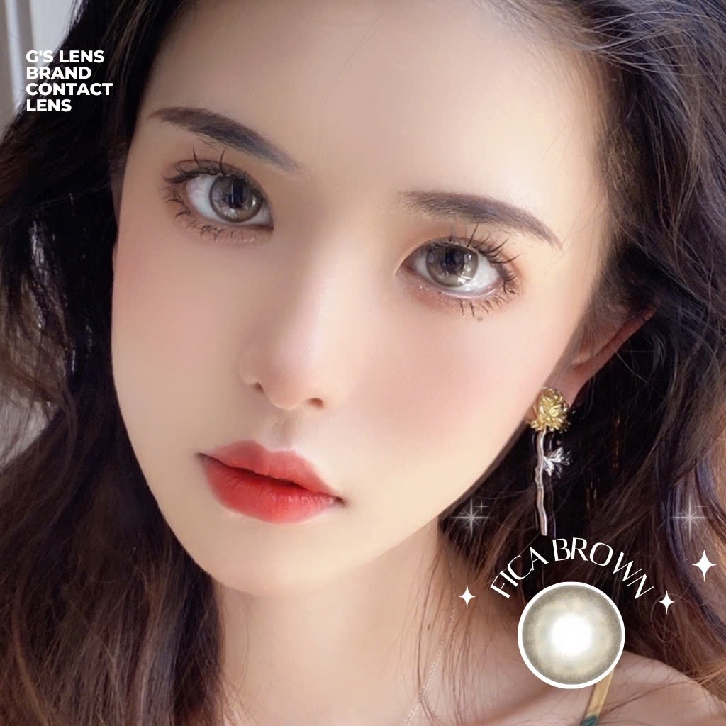 Kính áp tròng 6 tháng FICA BROWN màu nâu tự nhiên giãn tròng nhỏ GTRENDY - MC38