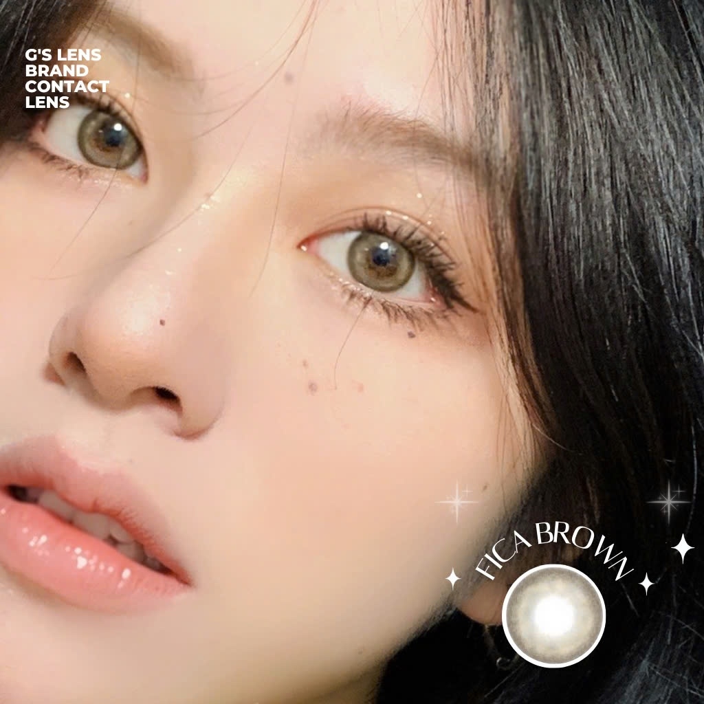 Kính áp tròng 6 tháng FICA BROWN màu nâu tự nhiên giãn tròng nhỏ GTRENDY - MC38
