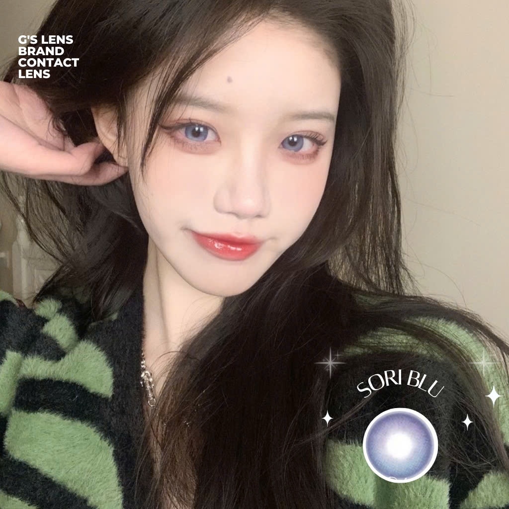 Kính áp tròng 6 tháng SORI BLUE màu xanh tím sáng tây giãn tròng nhỏ GTRENDY - MC38