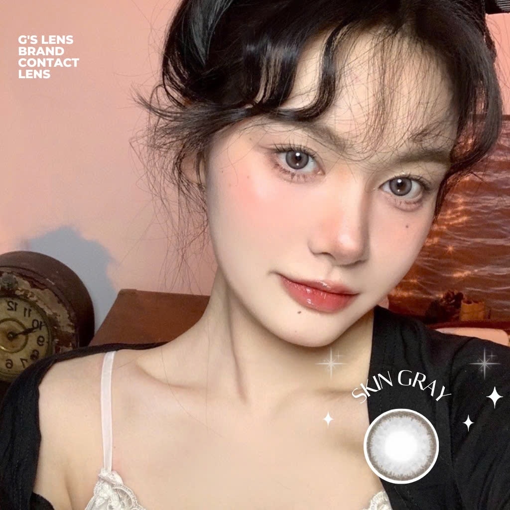 Kính áp tròng 6 tháng SKIN GRAY màu xám xanh tự nhiên giãn tròng nhỏ GTRENDY - MC38